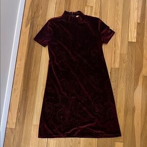 Paisely Velvet Burgundy Dress